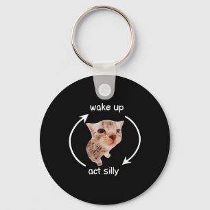 Wake Up Act Silly _ Crying Banana Cat Meme  Key Ring