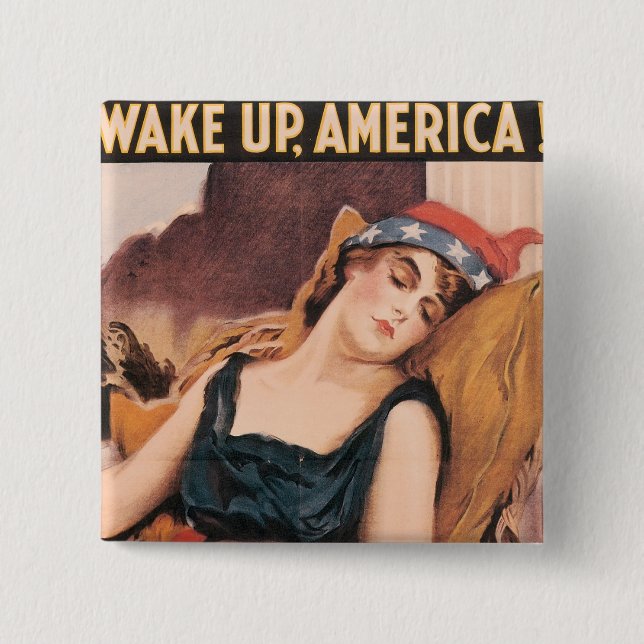Wake Up America 15 Cm Square Badge (Front)