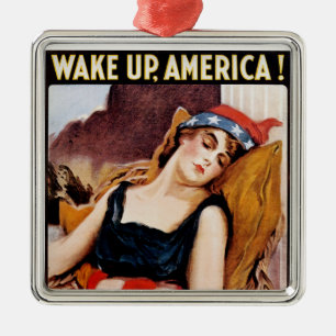 Wake Up America Metal Tree Decoration