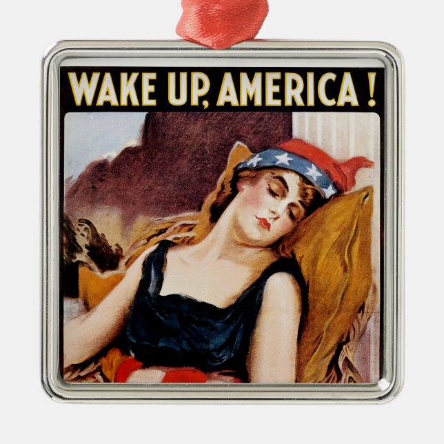 Wake Up America Metal Tree Decoration (Front)