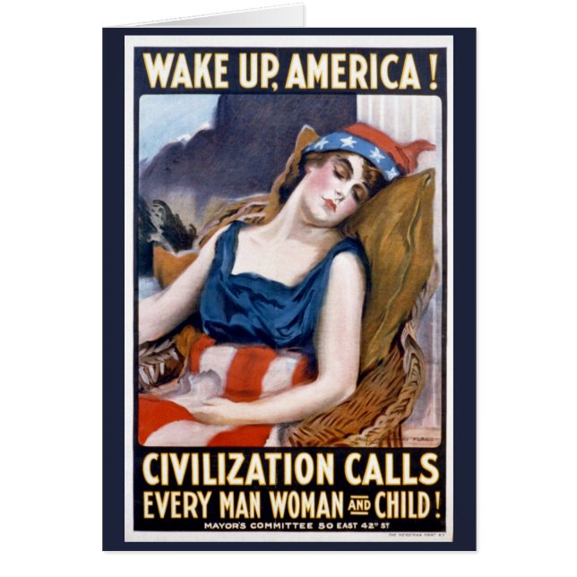 Wake Up America! Vintage Patriotic Freedom Art (Front)