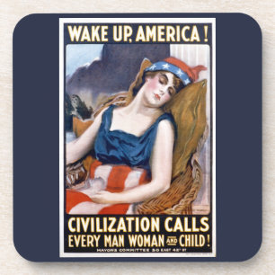 Wake Up America! Vintage Patriotic Freedom Art Coaster