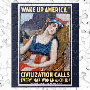 Wake Up America! Vintage Patriotic Freedom Art Jigsaw Puzzle