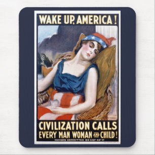 Wake Up America! Vintage Patriotic Freedom Art Mouse Mat