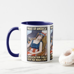 Wake Up America! Vintage Patriotic Freedom Art Mug
