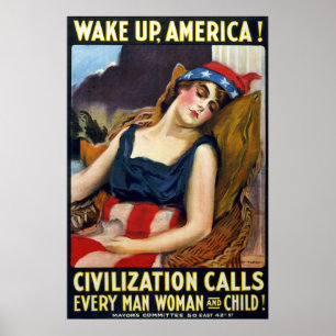 Wake up America! Vintage World War I Poster