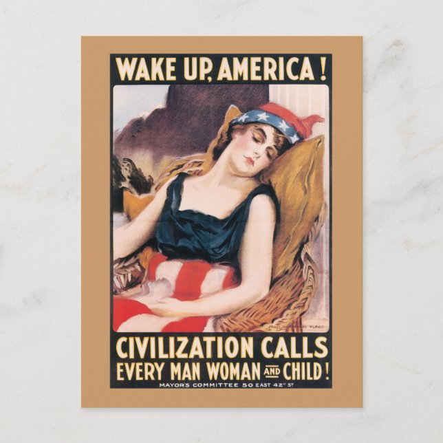 Wake Up America WWI Poster Postcard (Front)