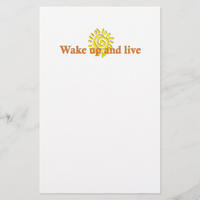 Wake Up and Live Stationery (Front)