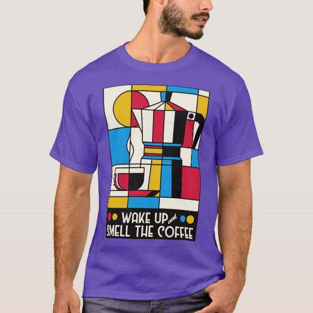 Wake Up And Smell The Coffee Mondrian by Tobe Fons T-Shirt (Front)