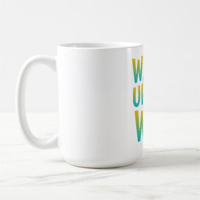 Wake Up and Win Motivational Typography Coffee Mug (Left)