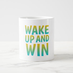 Wake Up and Win Motivational Typography Large Coffee Mug