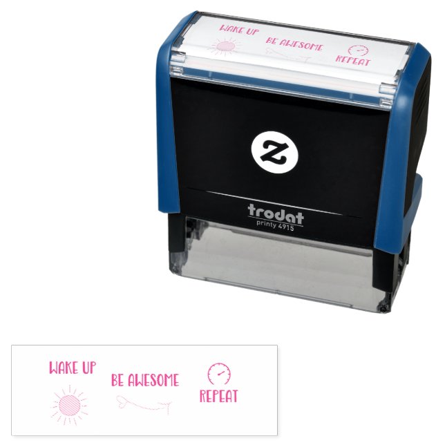 Wake Up Be Awesome Repeat Positive Message Self-inking Stamp (In Situ)
