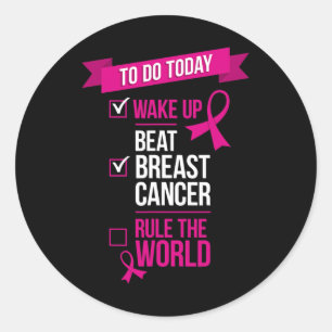 Wake Up Beat Breast Cancer Rule The World 3  Classic Round Sticker
