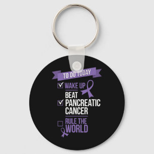 Wake Up Beat Pancreatic Cancer Rule The World Key Ring