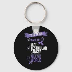 Wake Up Beat Testicular Cancer Rule the World Key Ring