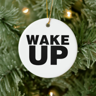 Wake Up Black Ceramic Tree Decoration