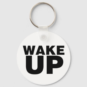 Wake Up Black Key Ring