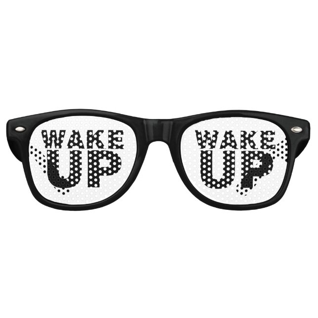 Wake Up Black Retro Sunglasses (Front)