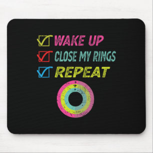 Wake Up Close My Rings Repeat Funny Distressed Gym Mouse Mat