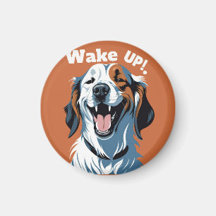 Wake up!!! Golden retriever Pop Art by CallisC Magnet