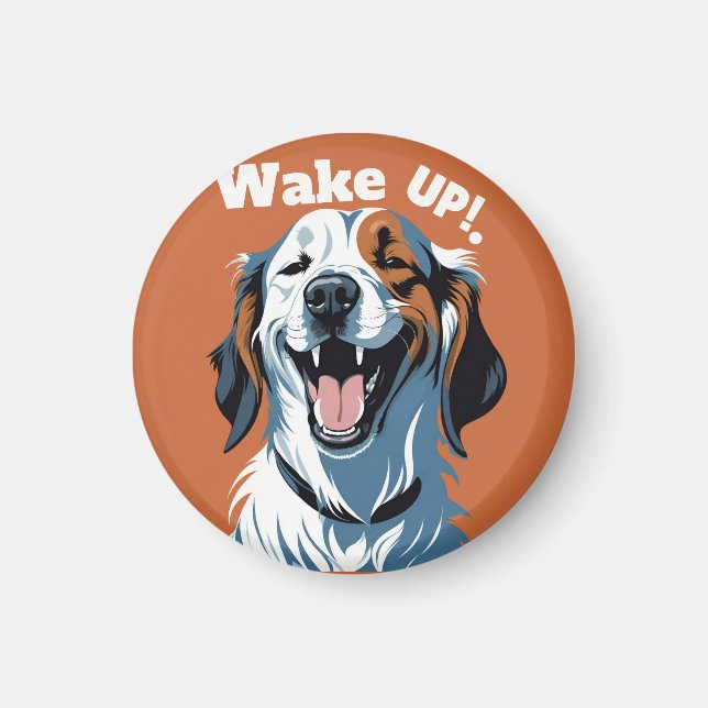 Wake up!!! Golden retriever Pop Art by CallisC  Magnet (Front)