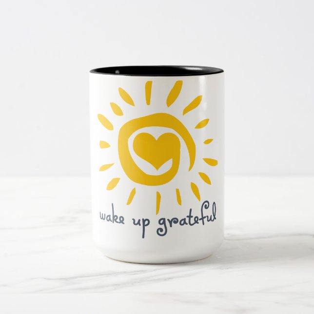 Wake Up Grateful Two-Tone Coffee Mug (Center)