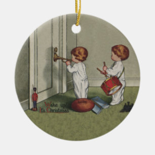 Wake up It's Christmas Children Illustration Art Ceramic Tree Decoration