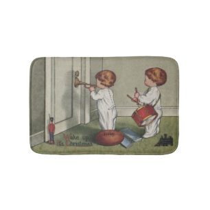 Wake Up Its Christmas cute child illustration Bath Mat