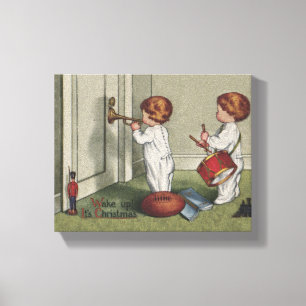 Wake Up Its Christmas cute child illustration Canvas Print
