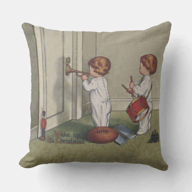 Wake Up Its Christmas cute child illustration Cushion (Front)