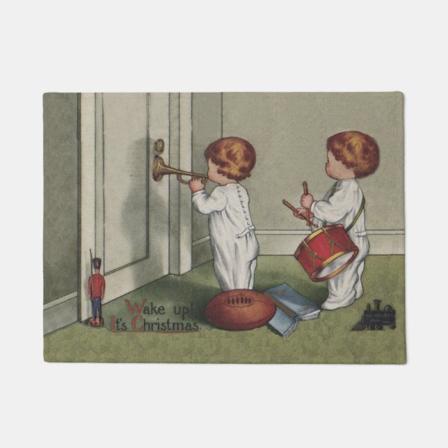 Wake Up Its Christmas cute child illustration Doormat (Front)