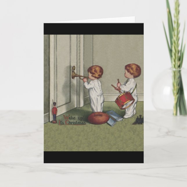 Wake Up Its Christmas cute child illustration Holiday Card (Front)