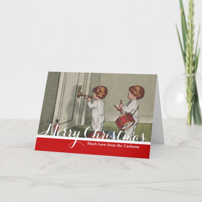 Wake Up Its Christmas cute child illustration Holiday Card (Front)