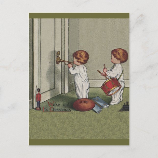 Wake Up Its Christmas cute child illustration Holiday Postcard (Front)