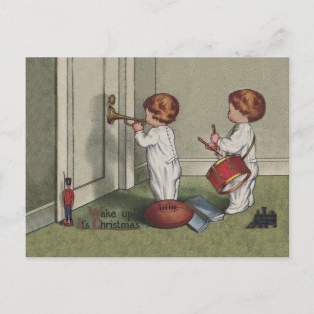 Wake Up Its Christmas cute child illustration Holiday Postcard (Front)