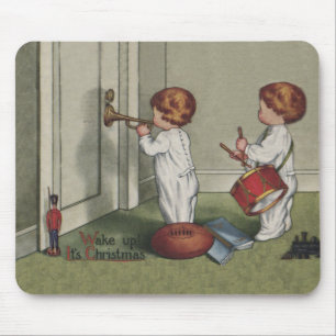 Wake Up Its Christmas cute child illustration Mouse Mat
