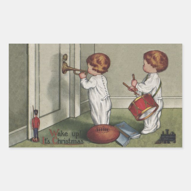 Wake Up Its Christmas cute child illustration Rectangular Sticker (Front)