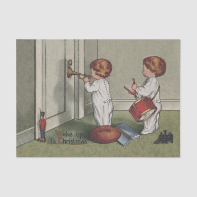 Wake Up Its Christmas cute child illustration Tissue Paper (Front)