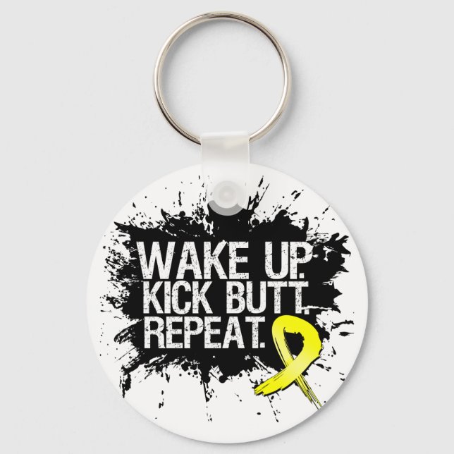 Wake Up Kick Butt Repeat - Endometriosis Key Ring (Front)