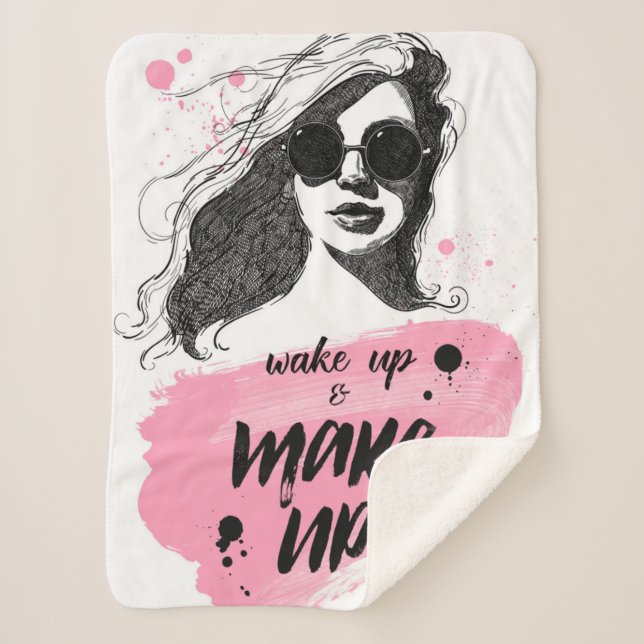 Wake Up & Make Up Sherpa Blanket (Front)