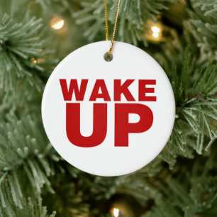 Wake Up Red Ceramic Tree Decoration