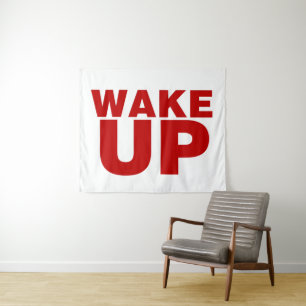 Wake Up Red Tapestry