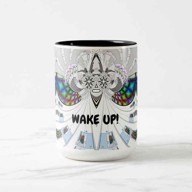 WAKE UP! Robot Two-Tone Coffee Mug (Center)