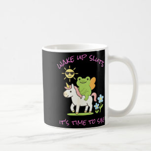Wake Up S Its Time To Sin Funny Frog Unicorn Meme Coffee Mug