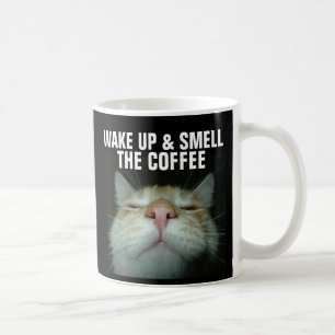WAKE UP & SMELL THE COFFEE, GINGER CAT COFFEE MUG