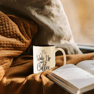 Wake Up Smell the Coffee Typography Two-Tone Coffee Mug