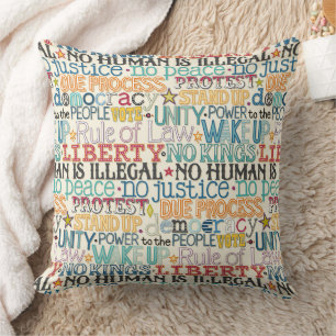 wake up stand up typography cushion