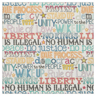 wake up stand up typography fabric
