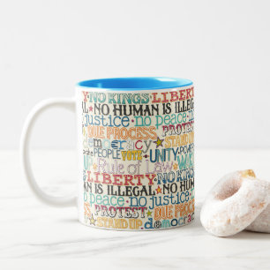 wake up stand up typography Two-Tone coffee mug