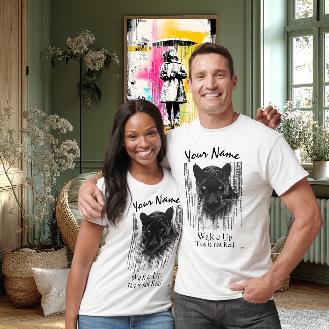 Wake Up - This is not Real | Cyberpunk Panther Art T-Shirt (Creator Uploaded)